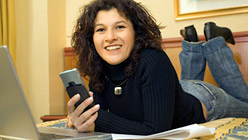 Woman looking at laptop