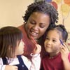 teacher with two children