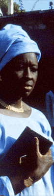 african woman with blue turban