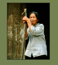 old woman with stick photo