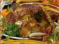 Roasted Turkey with Bread and Mushroom Stuffing