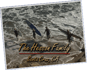 family of four surfing in santa cruz