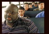 teacher and students on the bus