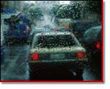 rainy view through windshield